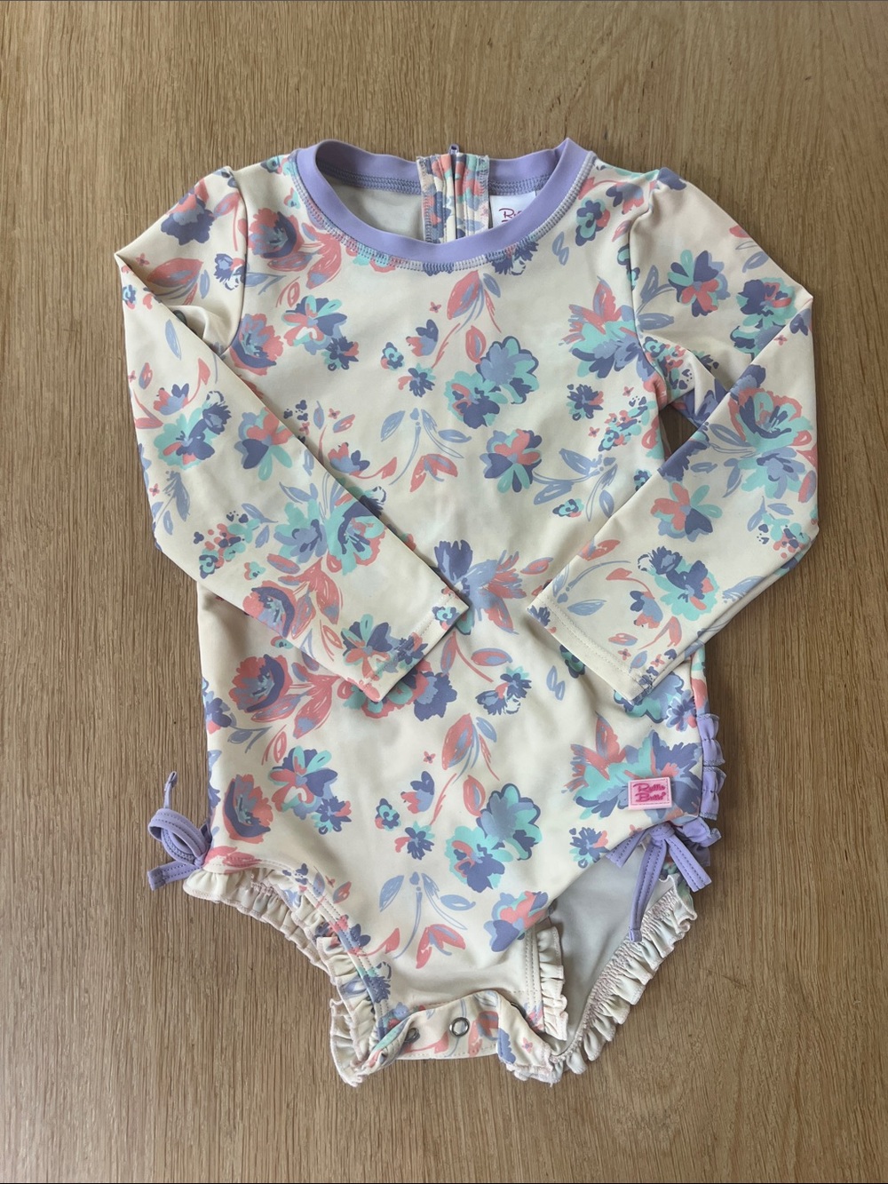 Ruffle Butts Girls Floral Long Sleeve One-Piece Swimsuit
